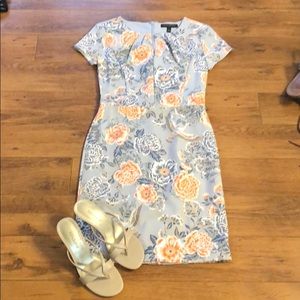 Peach and grey Floral sheath dress